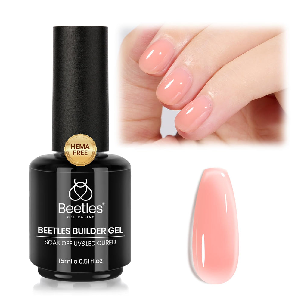 Beetles Gel Builder Rose Nude, bouteille translucide pour une surface naturelle et élégante