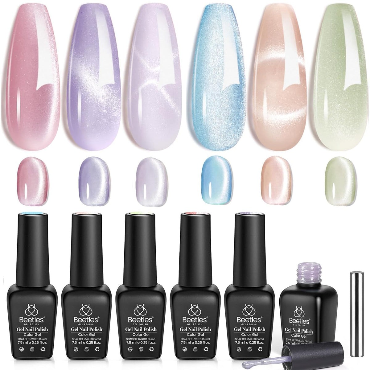 Beetles Gel Polish Cat Eye rose translucide pour un effet subtil et élégant