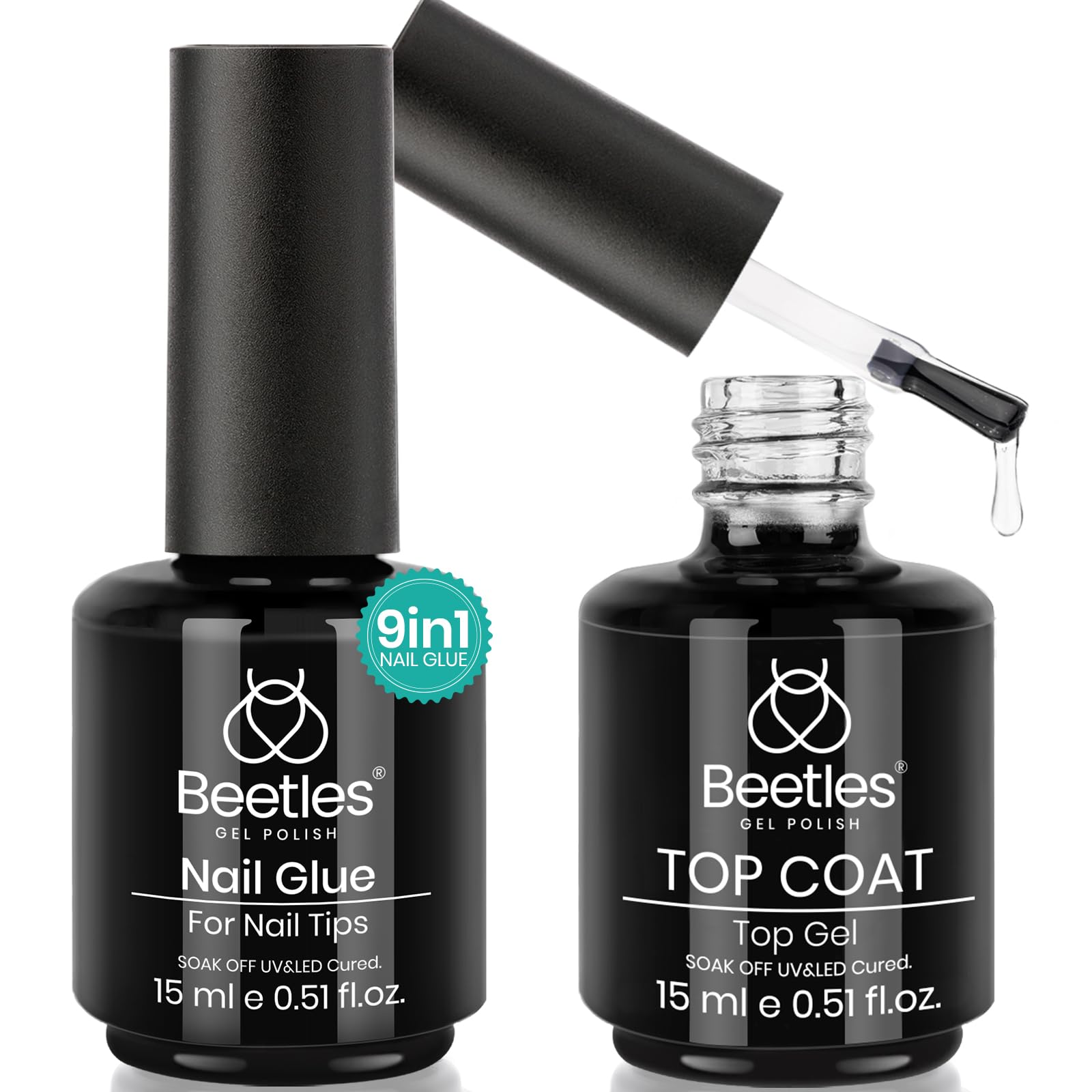 Beetles Gel Colle Ongles 15ml, fixation précise pour extensions durables et naturelles.