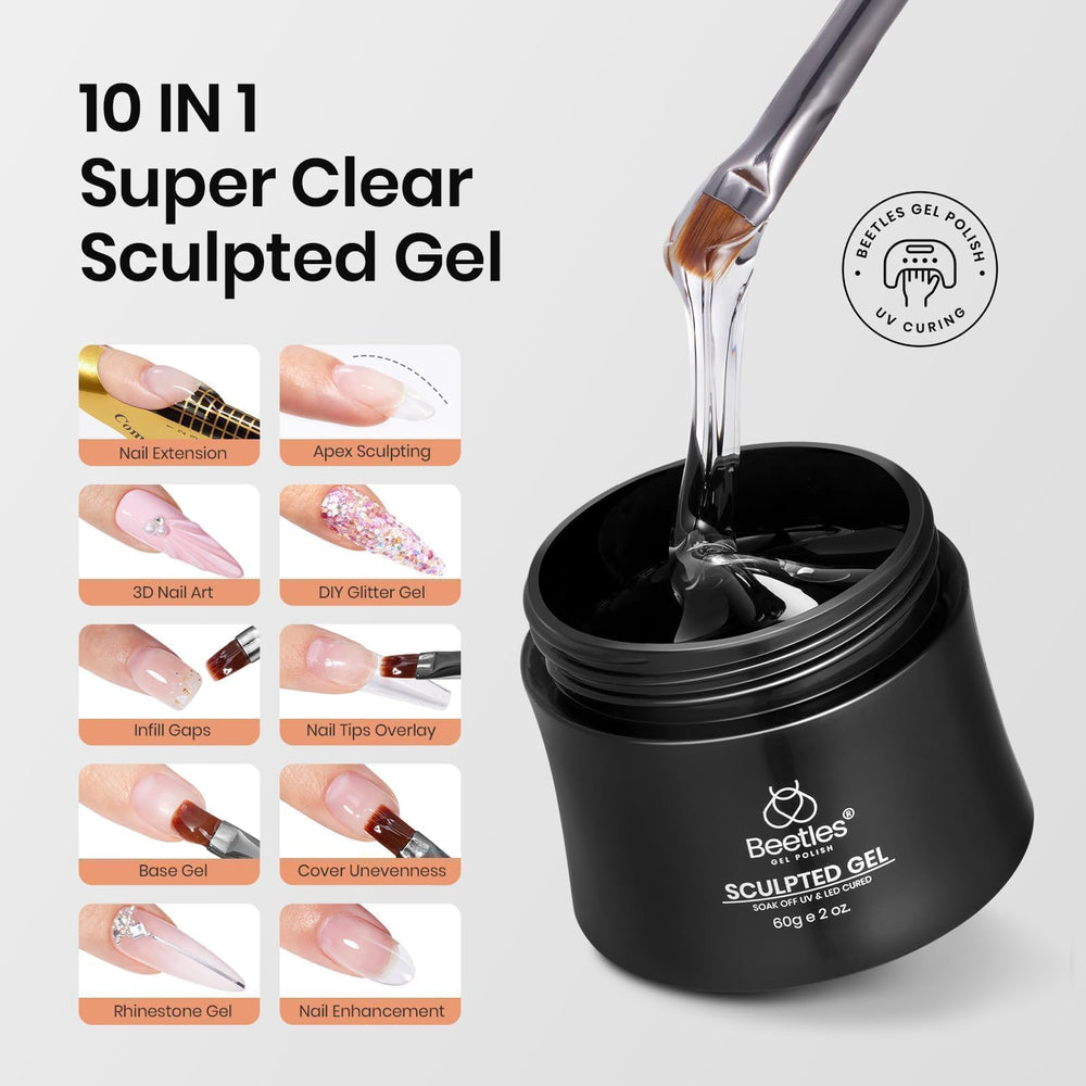 Beetles Gel Dur 8 en 1 avec nettoyant pinceau 14 ml, nettoyage pratique.