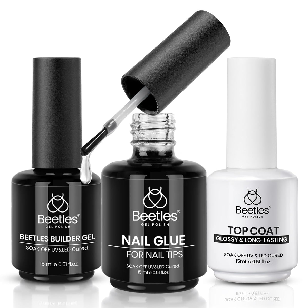 Beetles Gel Ensemble Ongles Colle 15ml – précision et adhérence pour une pose fiable.