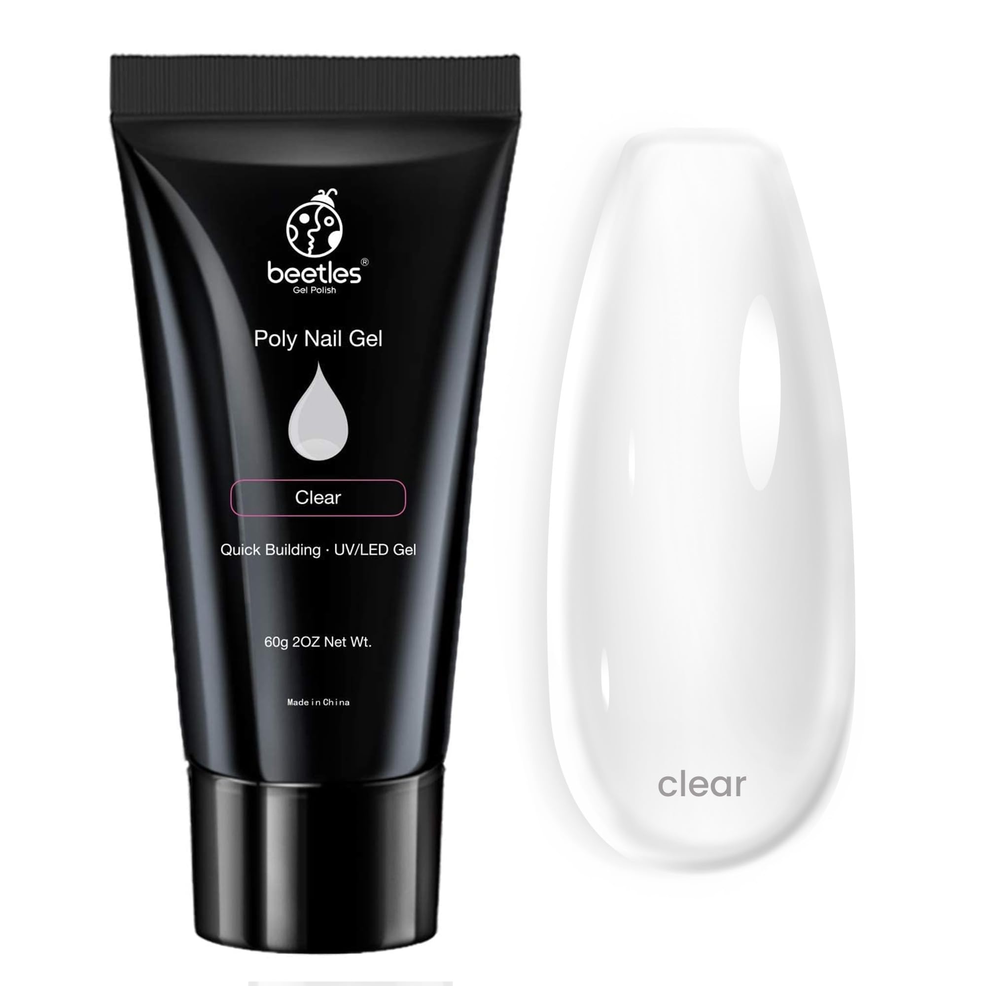 Beetles Gel Extension pour ongles naturels clair, longueur élégante et durable.