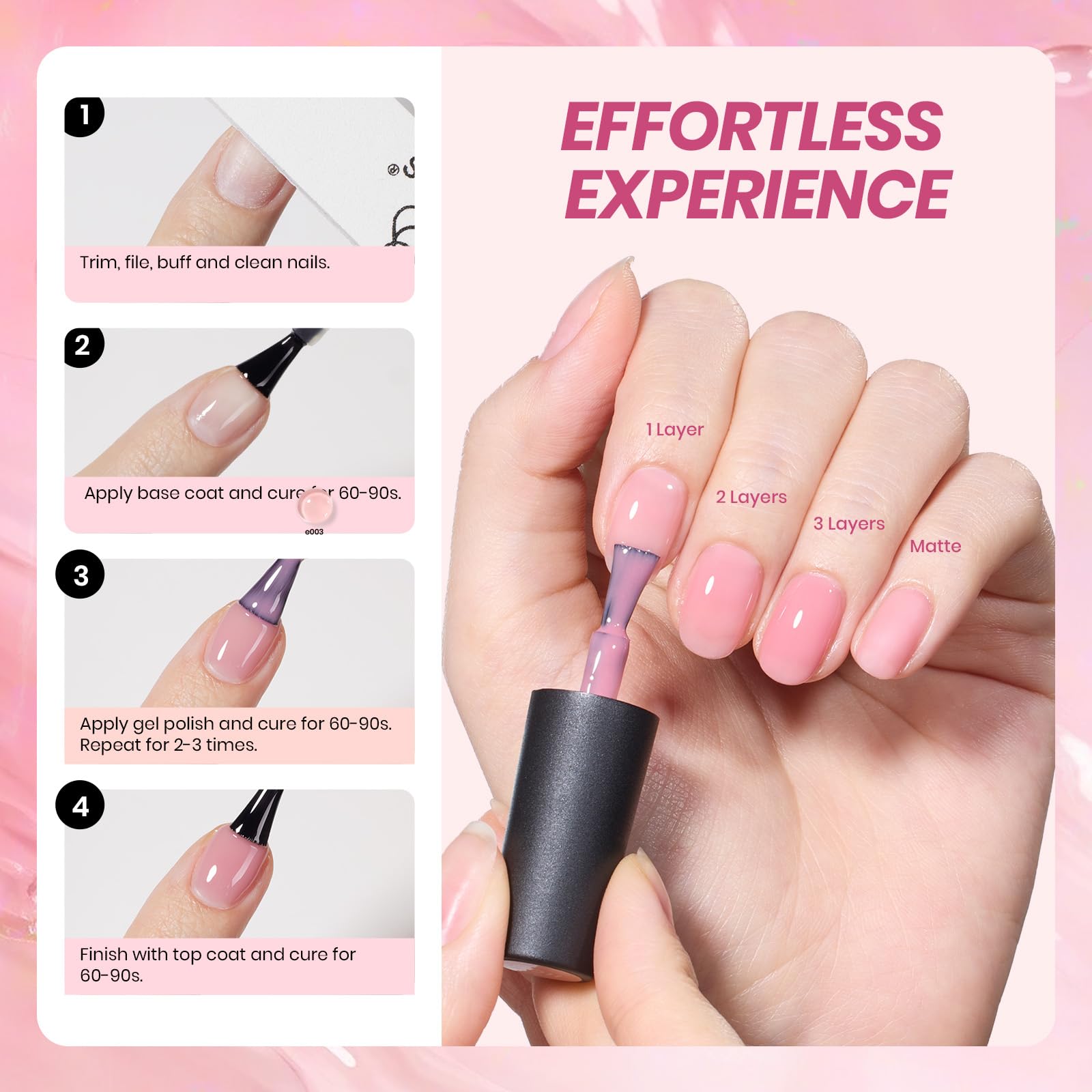 Beetles Gel Jelly Nude Pink – application en couches pour effet jelly.