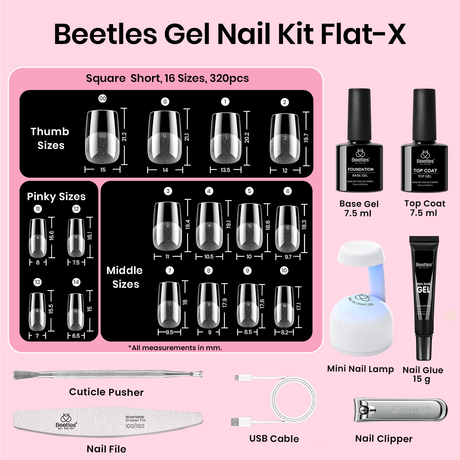 Beetles Gel Nail Kit : mini lampe UV pour durcissement rapide