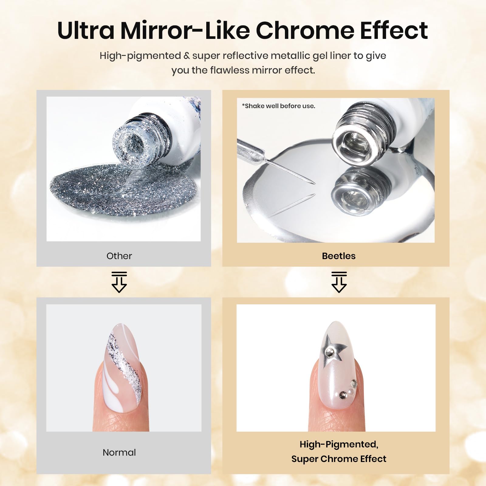 Beetles Gel Liner Chrome 3D – effet métallique qui capte la lumière