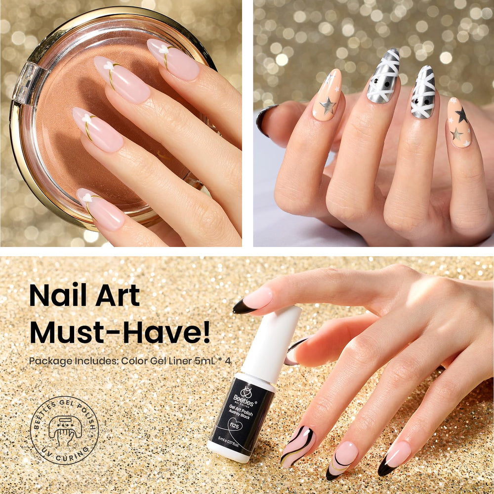 Beetles Gel Liner Noir et Blanc Lignes – contours nets et designs précis