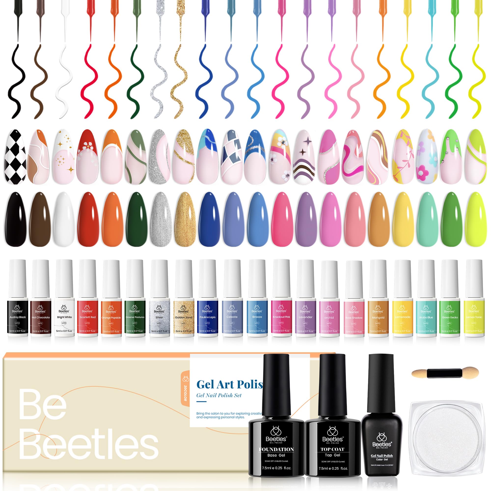 Beetles Gel Liner Ensemble – lignes nettes pour l'art des ongles tendance.