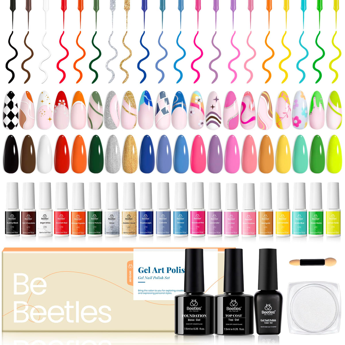Beetles Gel Liner Ensemble – lignes nettes pour l'art des ongles tendance.