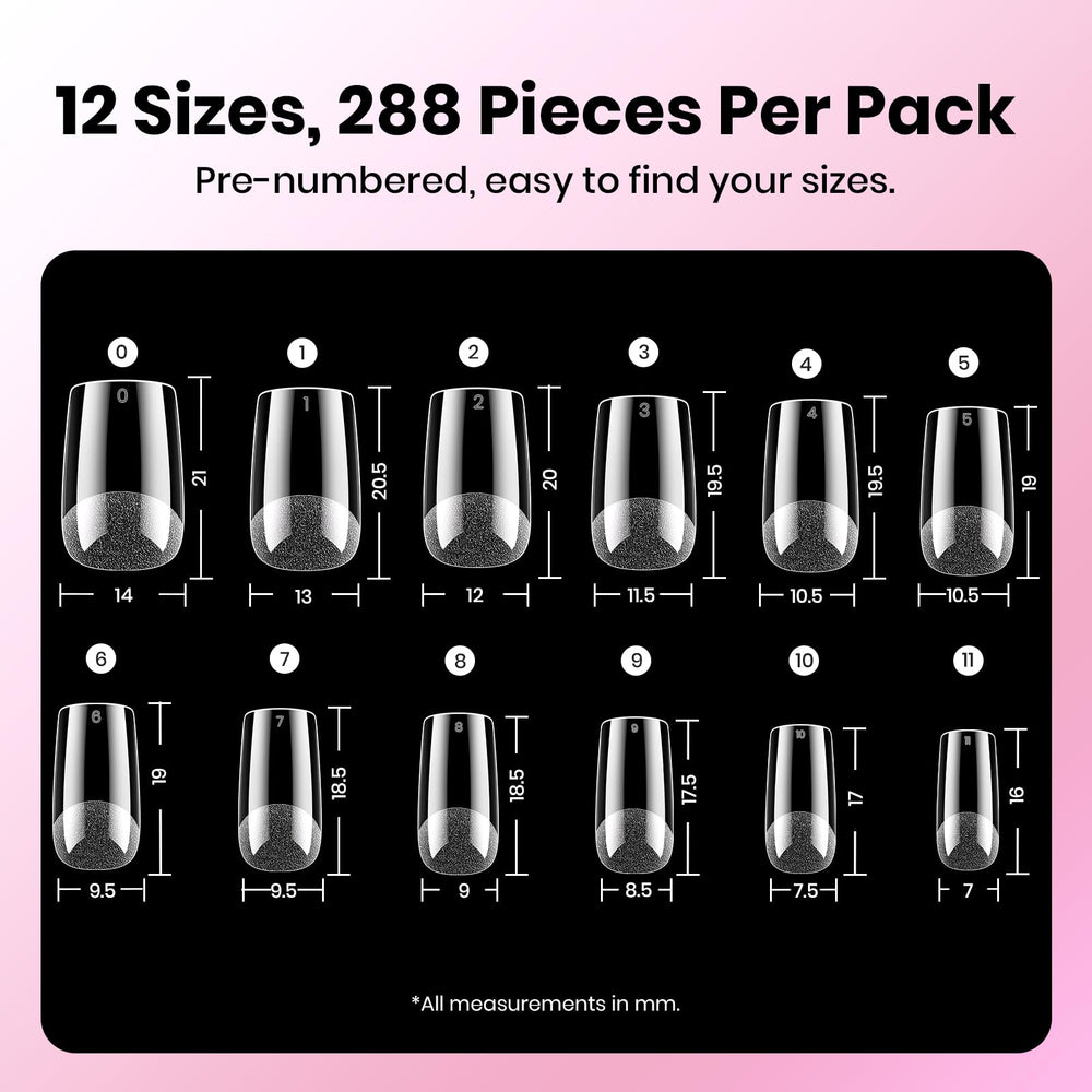 Beetles Gel Nail Kit Etch-X, 12 tailles, adaptation naturelle et rapide.
