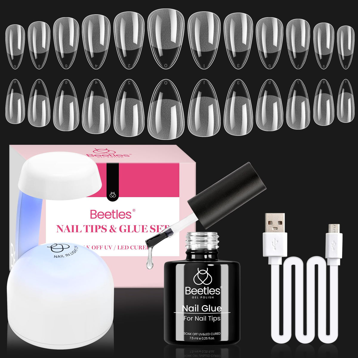 Beetles Gel Nail Kit avec lampe UV-LED portable pour manucure à domicile