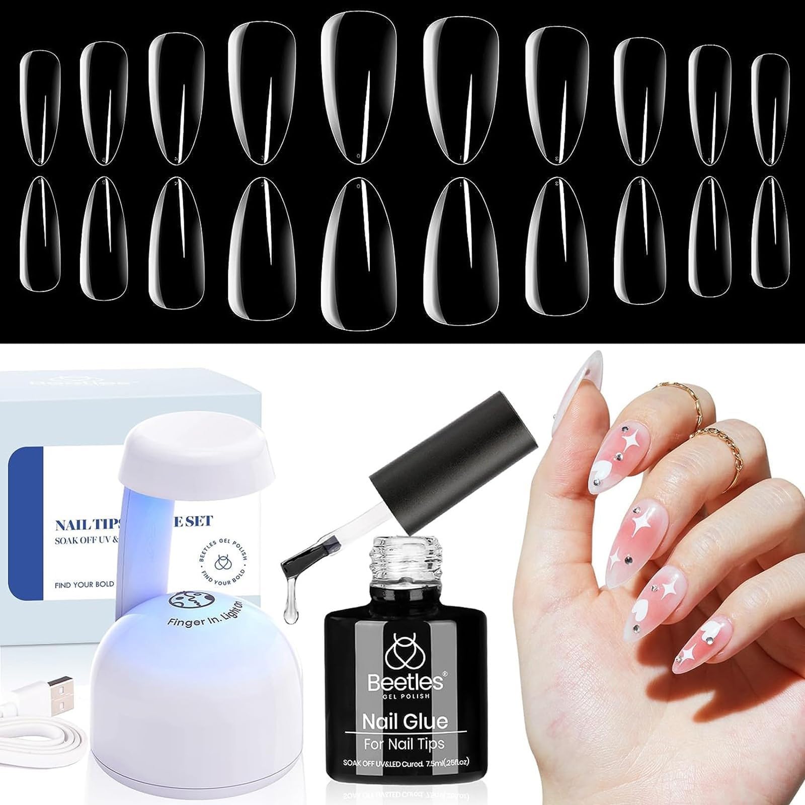 Beetles Gel Nail Kit lampe UV mini pour séchage rapide à domicile