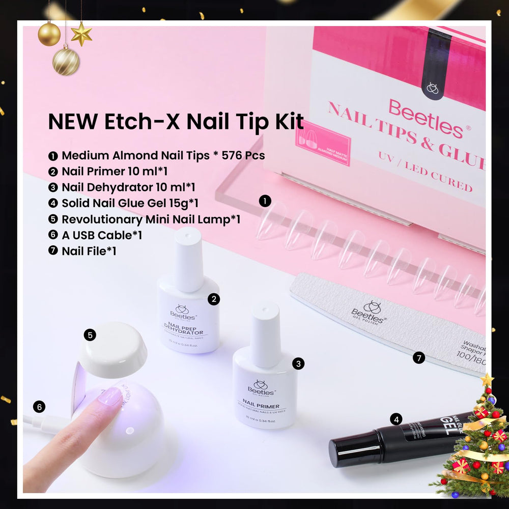Beetles gel nail tips on finger for practice fit