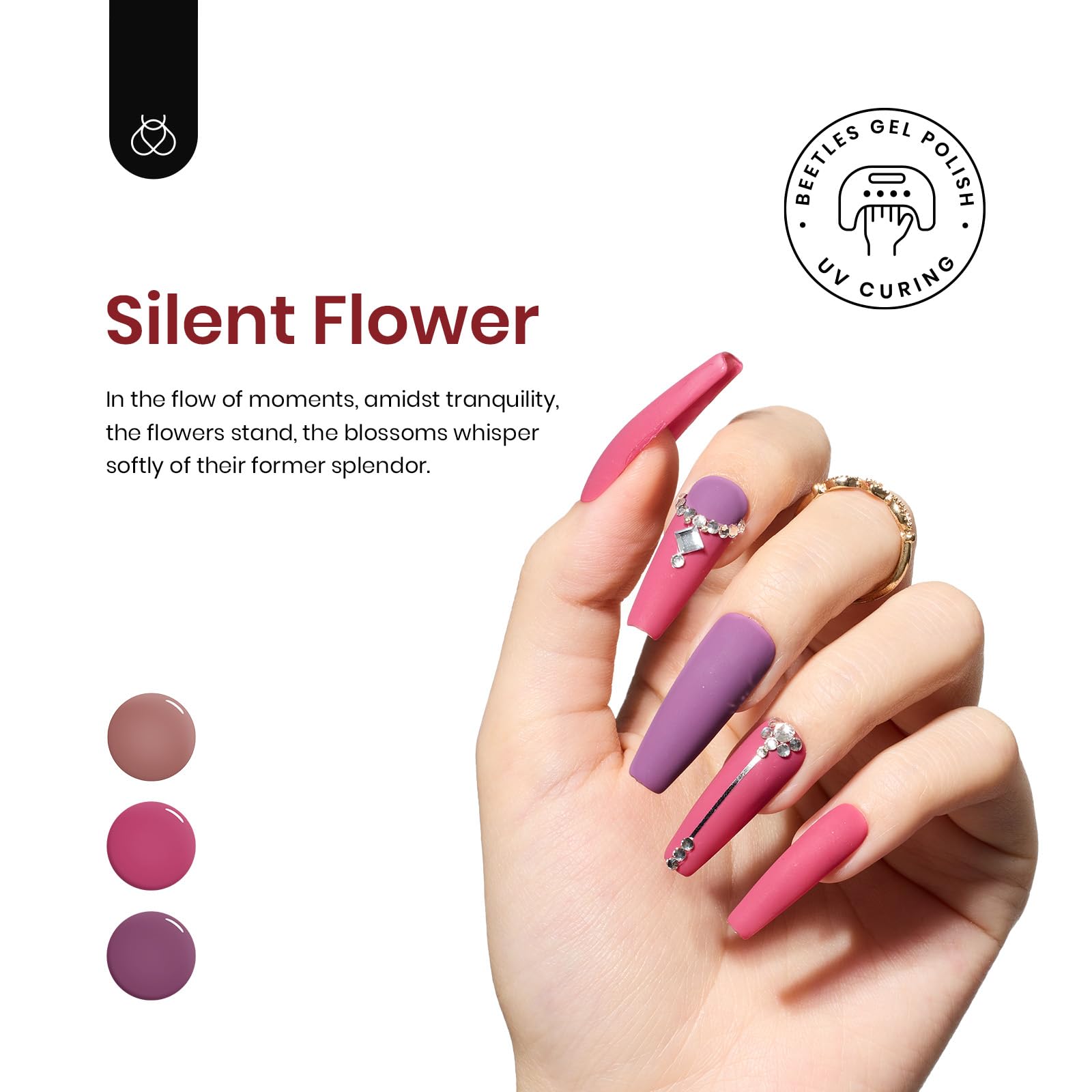 Beetles gel nail polish close-up highlighting rich pigment depth.