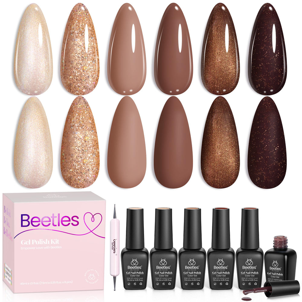 Beetles Brownie Bliss ambre: vernis gel durable et longue tenue pour une manucure chaleureuse.