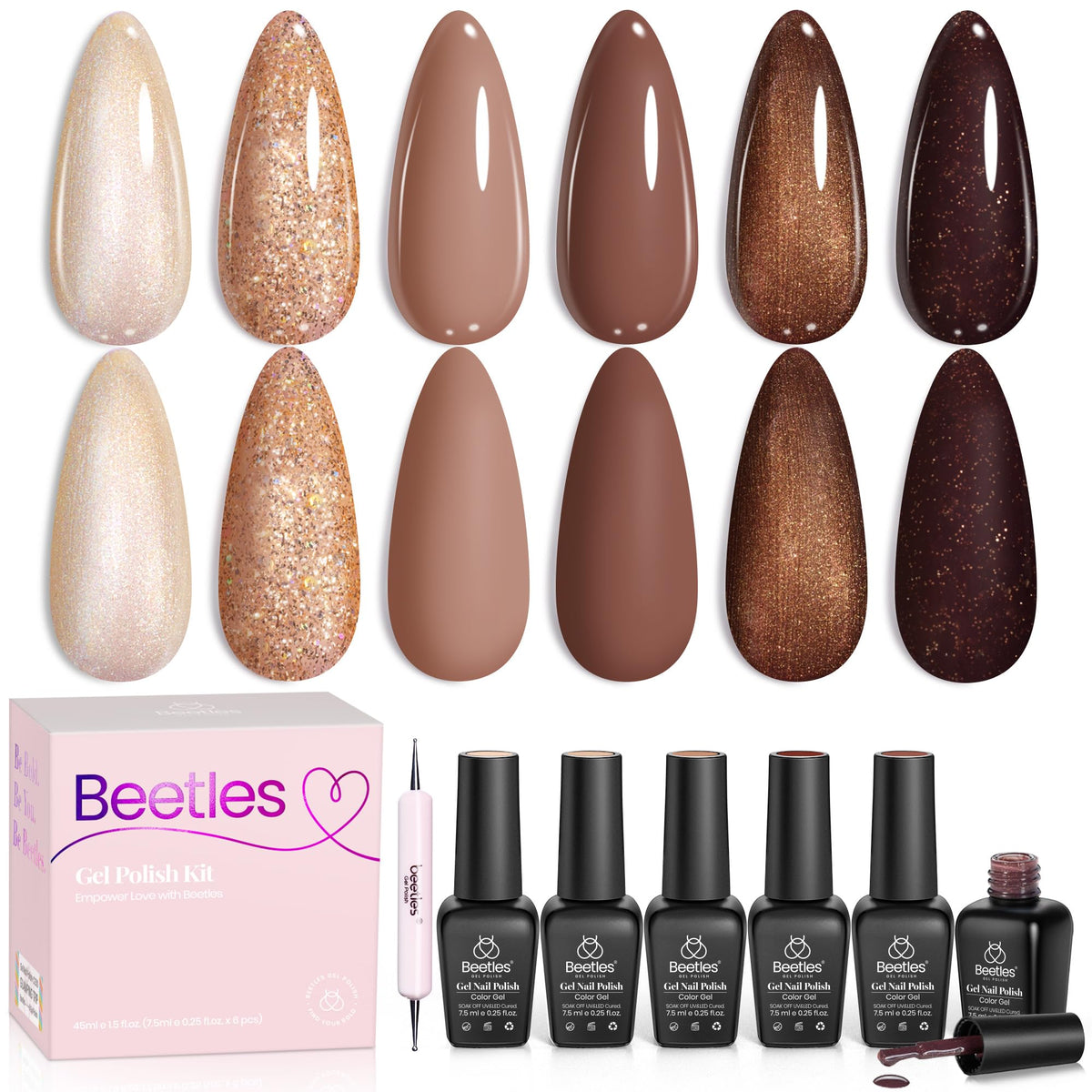 Beetles Brownie Bliss ambre: vernis gel durable et longue tenue pour une manucure chaleureuse.