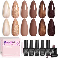Beetles Brownie Bliss ambre: vernis gel durable et longue tenue pour une manucure chaleureuse.