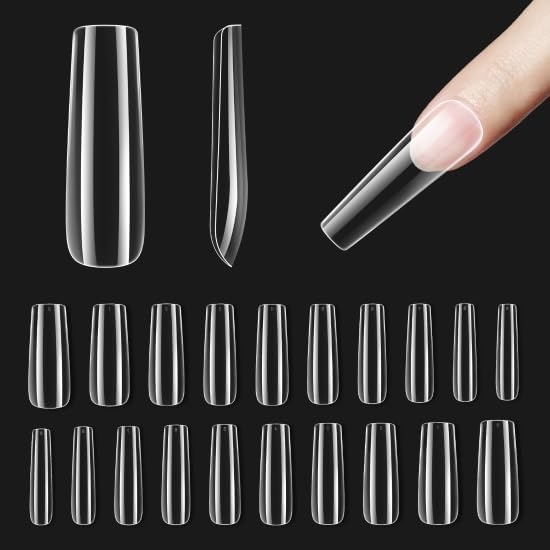 Beetles Gel Nail Tips embouts carrés longs translucides pour extensions faciles et durables