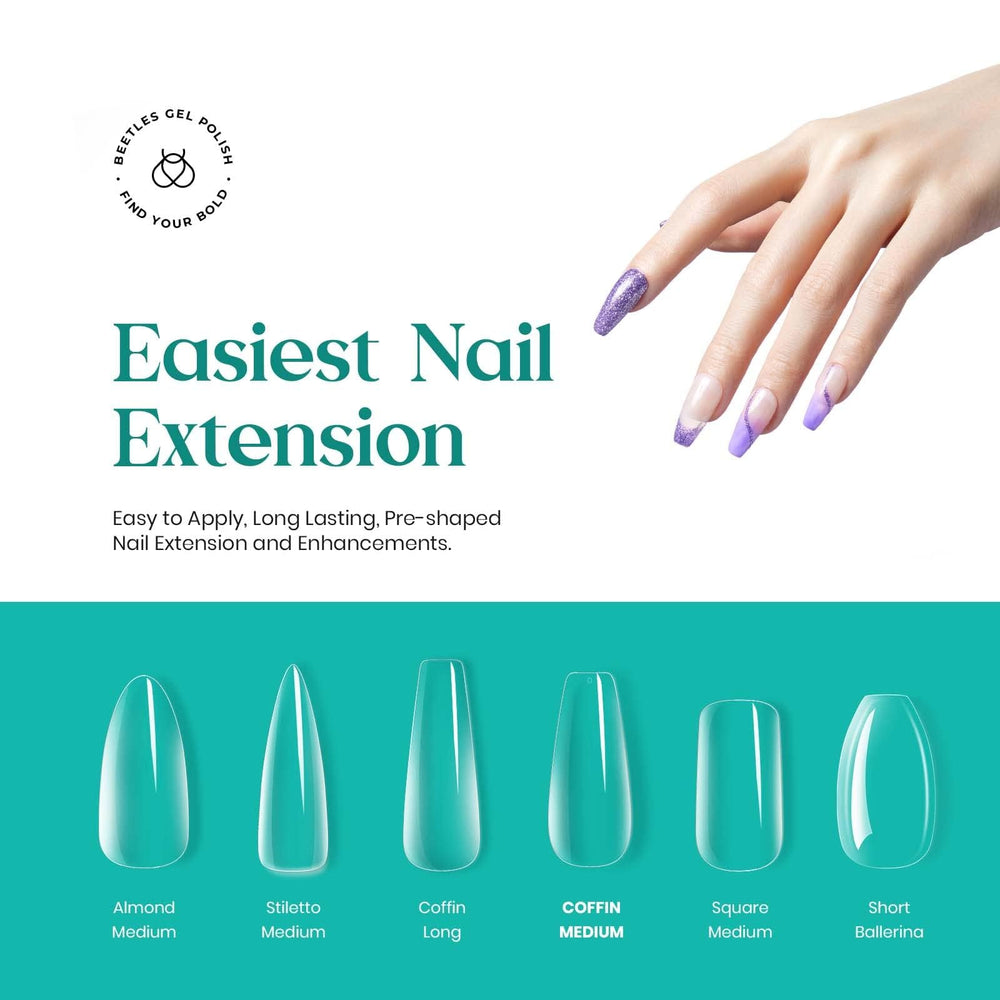 Beetles Gel Nail Tips ensemble 10 tailles clair, ajustement rapide