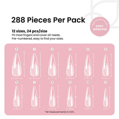 Beetles Gel Tips Etch-X 12 sizes with 24 nails per size for quick fit