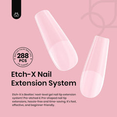 Beetles Gel Nail Tips Etch-X pré-étchés demi-mat; mise en place rapide.