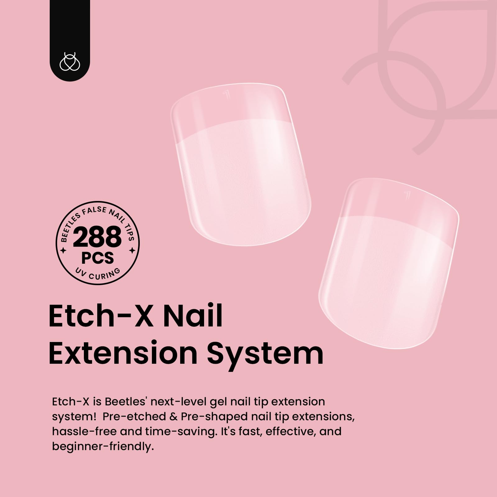 Beetles Gel Nail Tips with half-matte etch-X finish for elegant daily wear.