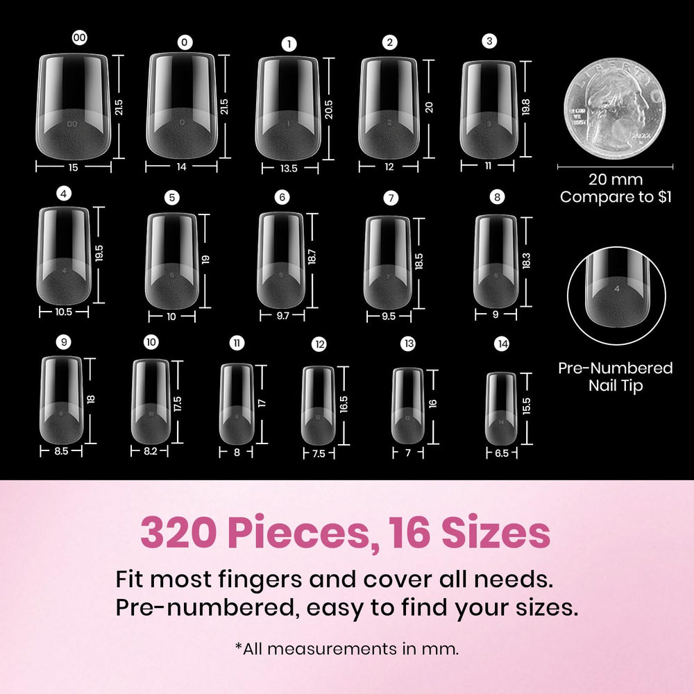 Beetles Gel Nail Tips Carrés Courts, adhérence améliorée et tenue potentielle.