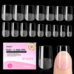 Beetles Gel Nail Tips Carrés Courts, paquet 320 pièces, 16 tailles, pratique pour bricolage à domicile.