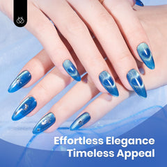 Beetles Gel Polish Bleu, effet œil-de-chat révélé par l’aimant à domicile