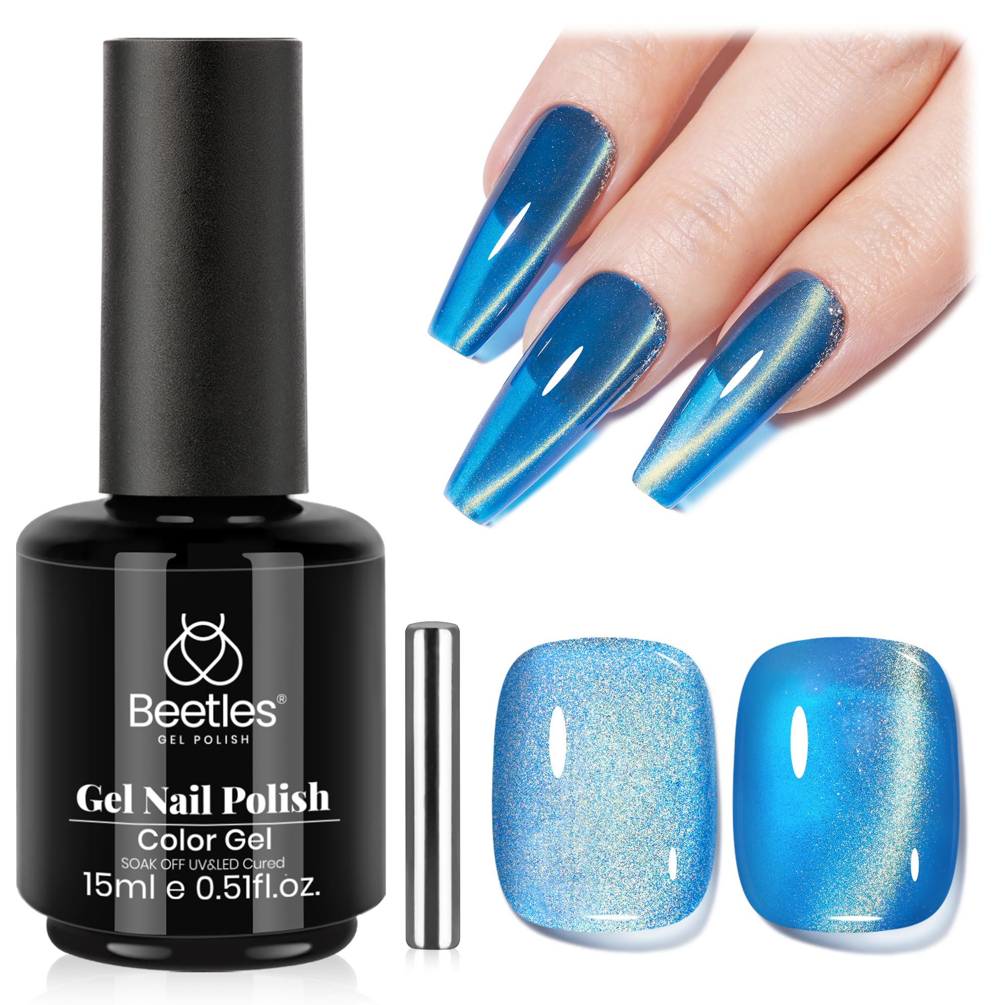 Beetles Gel Polish Bleu sur bouteille, finition éclatante et durable pour ongles