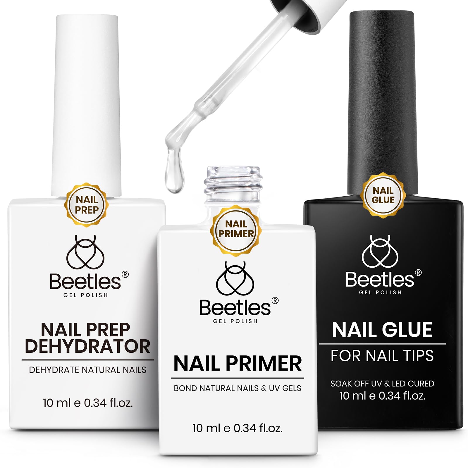Beetles Gel Ongles: colle et déshydratant pour adhérence durable.