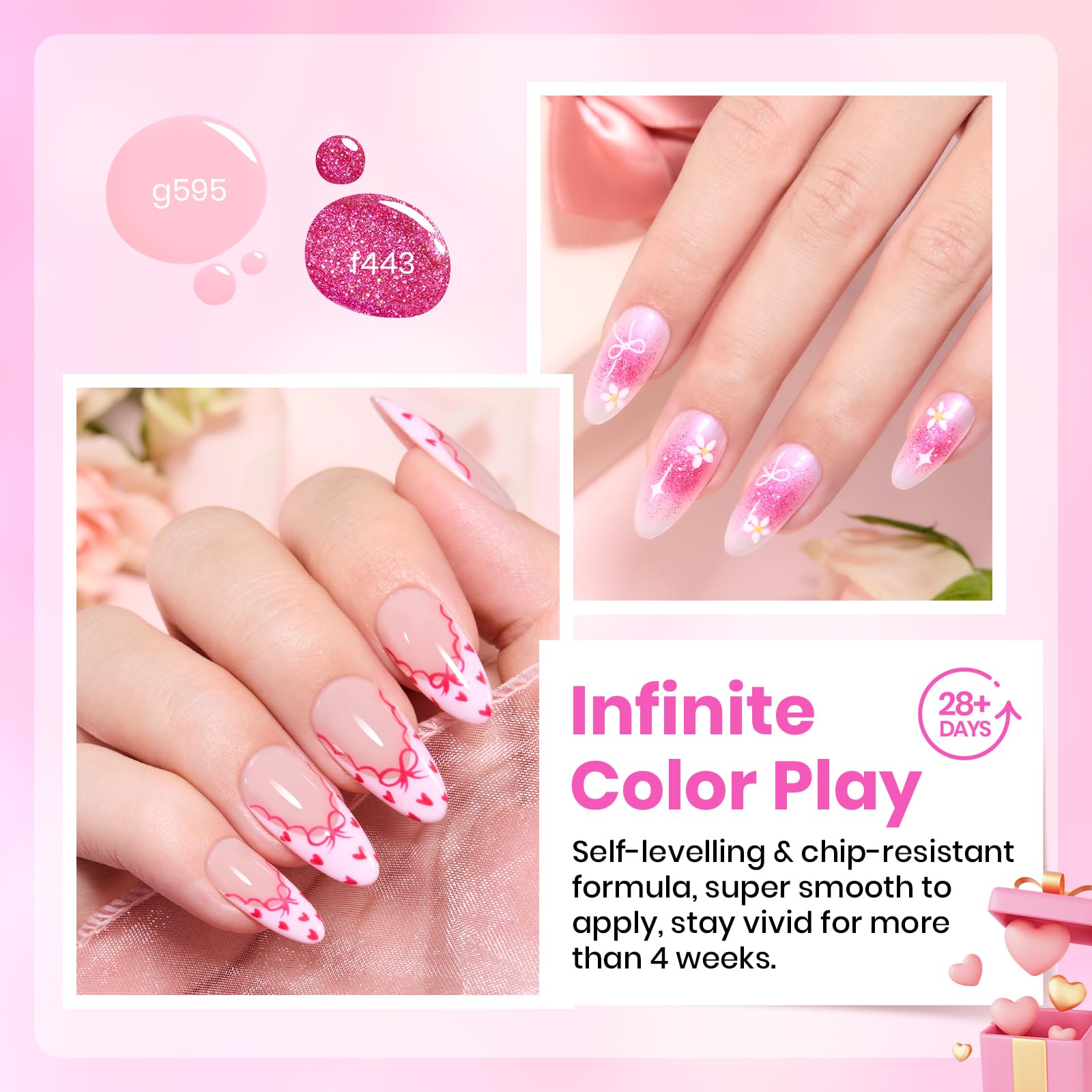 Beetles vernis gel Rose Paillettes: accents scintillants pour des ongles festifs