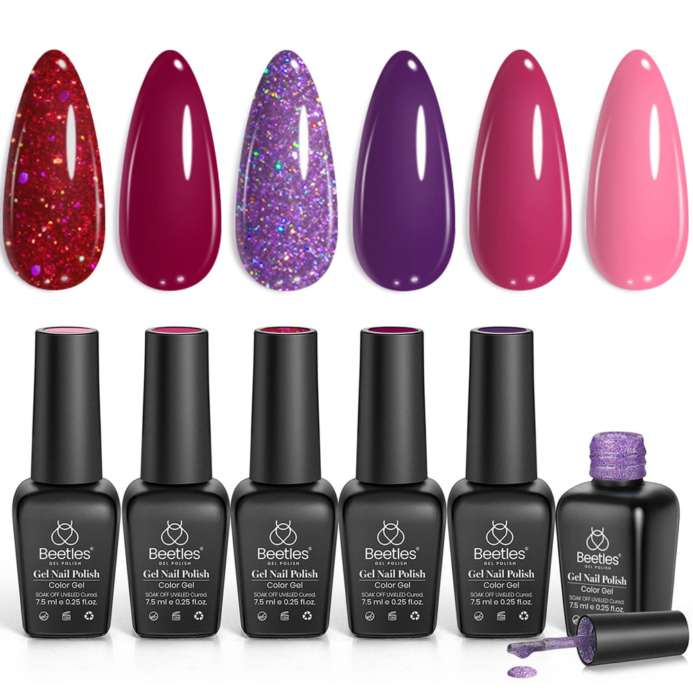 Beetles Gel Polish – ensemble de 6 couleurs Ruby Sonatas, vernis éclatant et durable