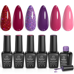 Beetles Gel Polish – ensemble de 6 couleurs Ruby Sonatas, vernis éclatant et durable
