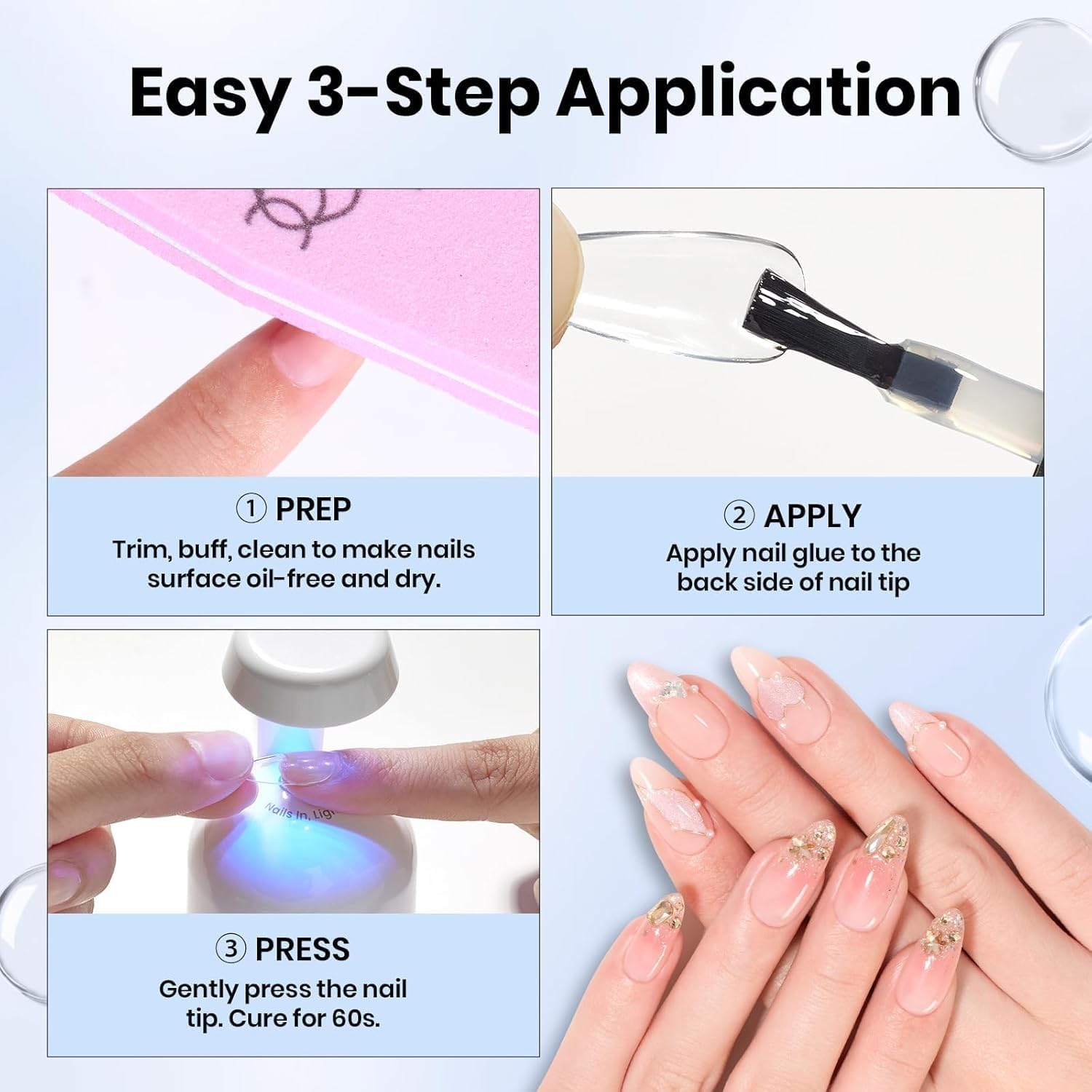 Beetles Gel Polish 9 en 1 – base gel adaptée à ongles naturels et artificiels.