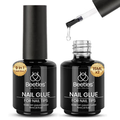 Beetles Gel Polish 9-en-1, colle pour ongles faux, fixation fiable et transparente