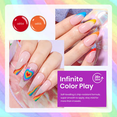Beetles Gel Polish Arc-en-Ciel: finition lumineuse et tenue potentielle sur les ongles.