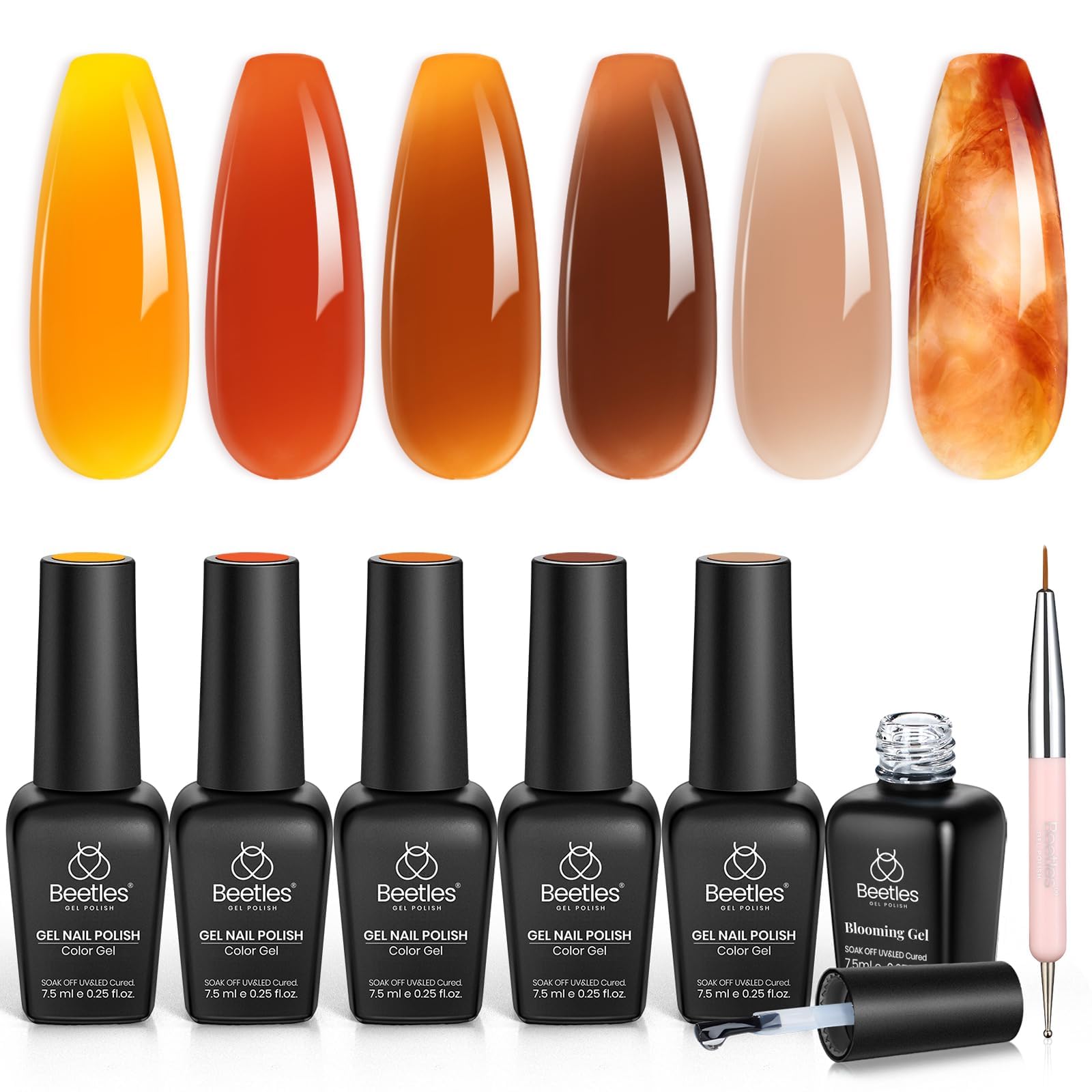 Beetles Gel Polish Autumn Collection kit for elegant jelly finishes and fall nails.
