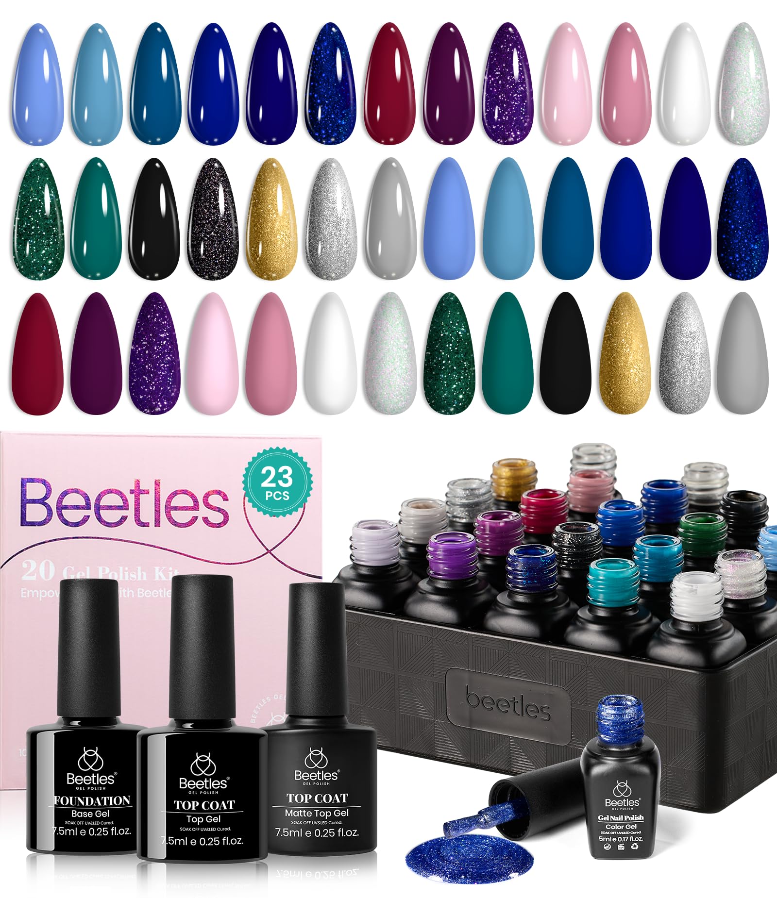 Beetles Gel Polish bleu marine, tenue longue durée et brillant fini.