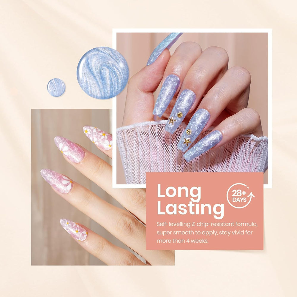 Beetles Pearl Gel Polish bleu mer éthéré pour un look marin scintillant
