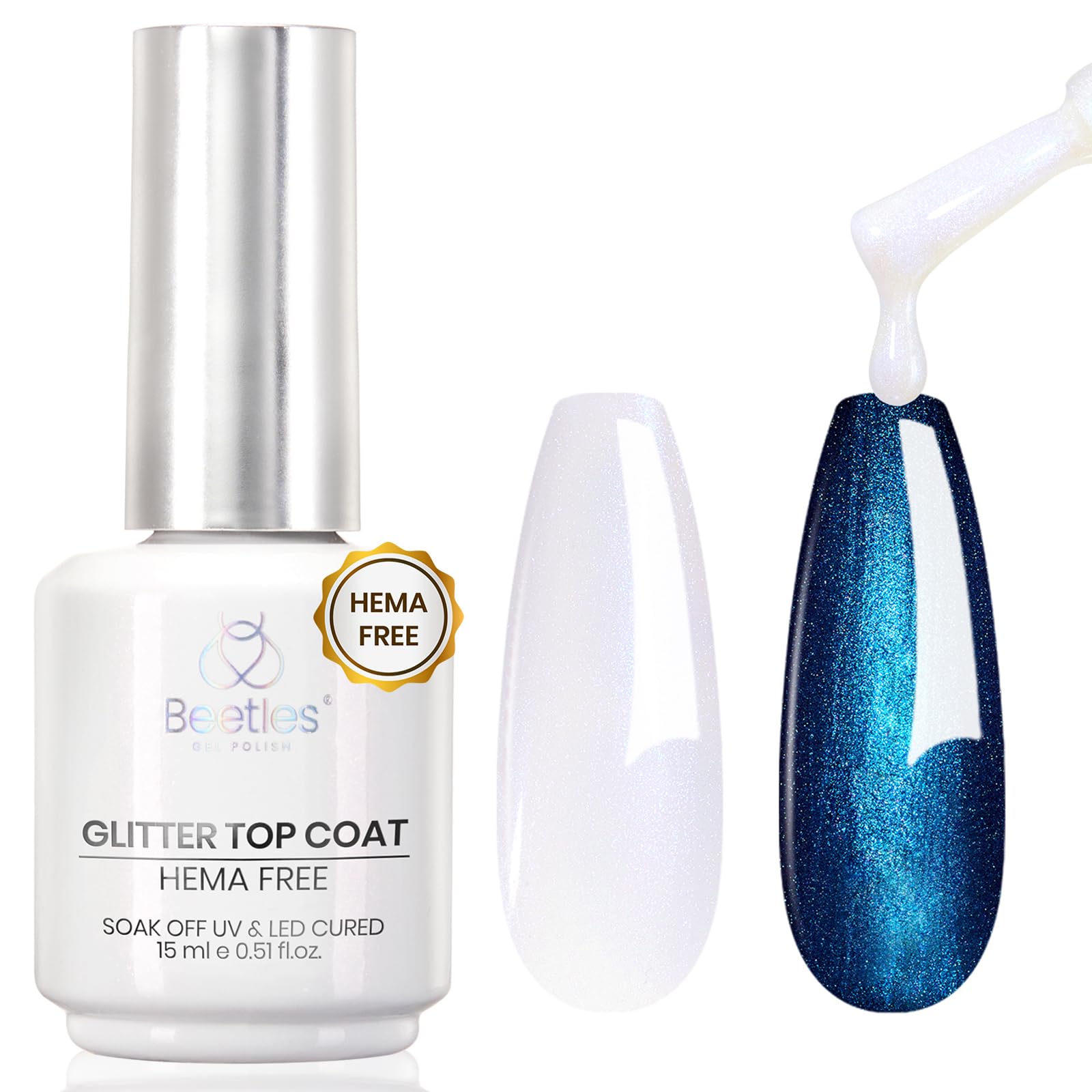 Beetles Gel Polish – bouteille glitter, finition scintillante et durable pour une manucure éclatante.