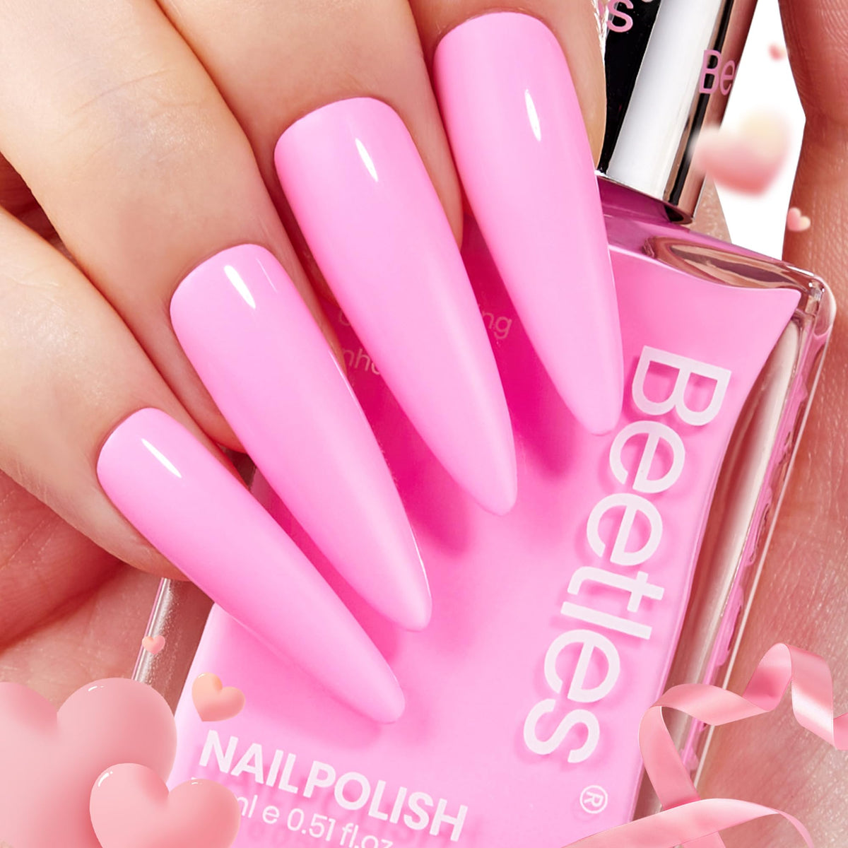 Beetles Gel Polish Bouteille Rose Bonbon vif, couleur éclatante prête à porter