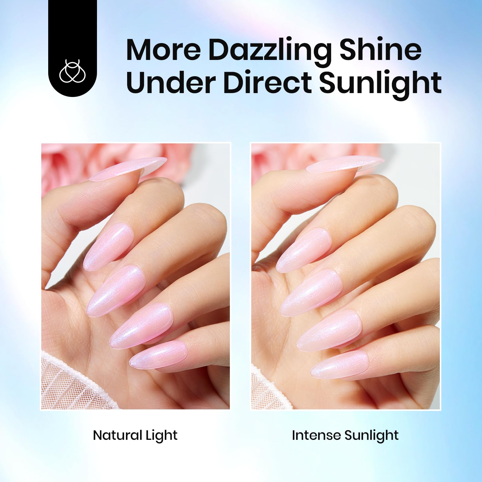 Beetles Gel Polish – application couche finale pailletée, brillance durable et lisse.