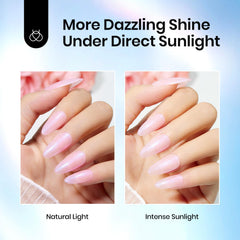 Beetles Gel Polish – application couche finale pailletée, brillance durable et lisse.