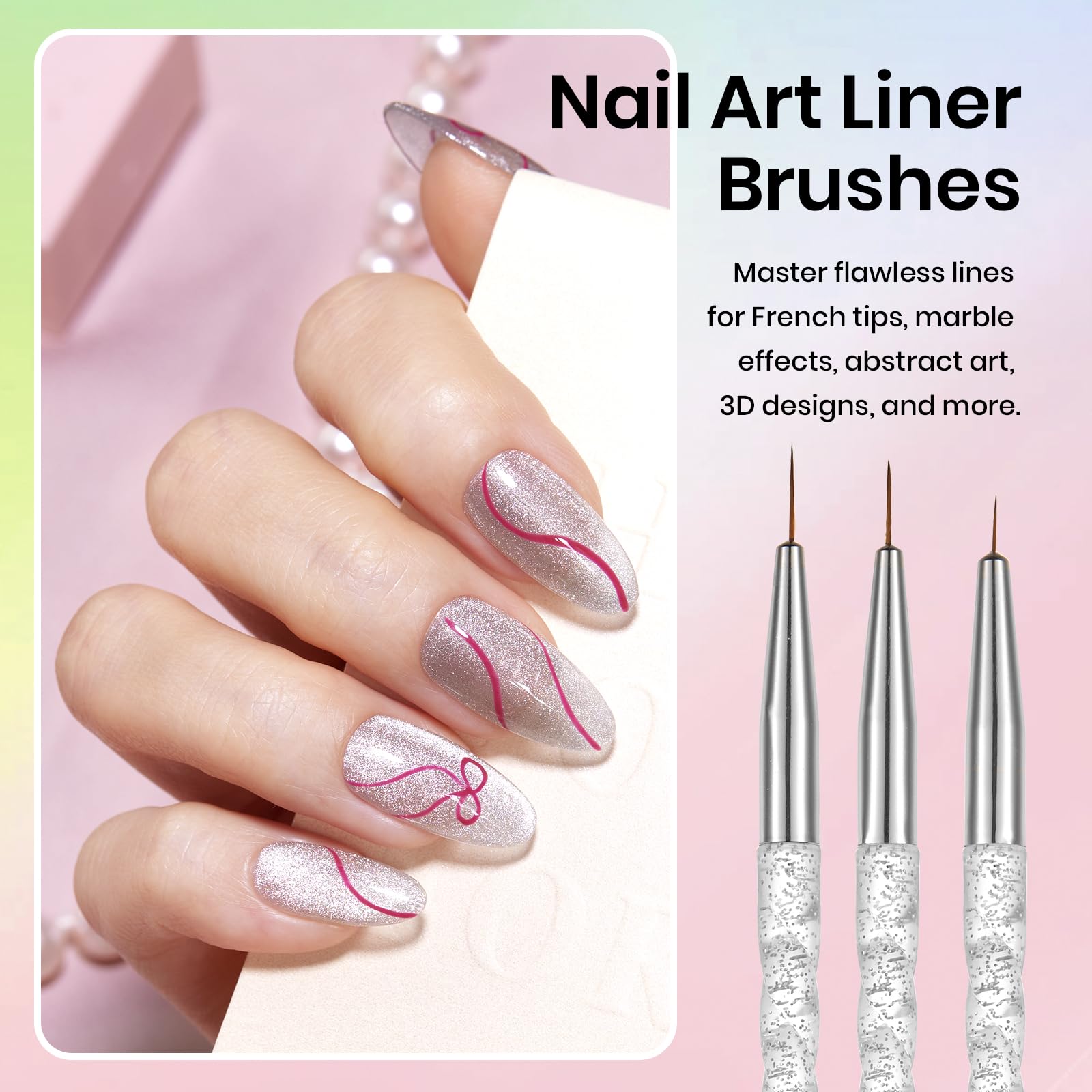 Beetles Gel Polish brosse double-face liner pour contours propres