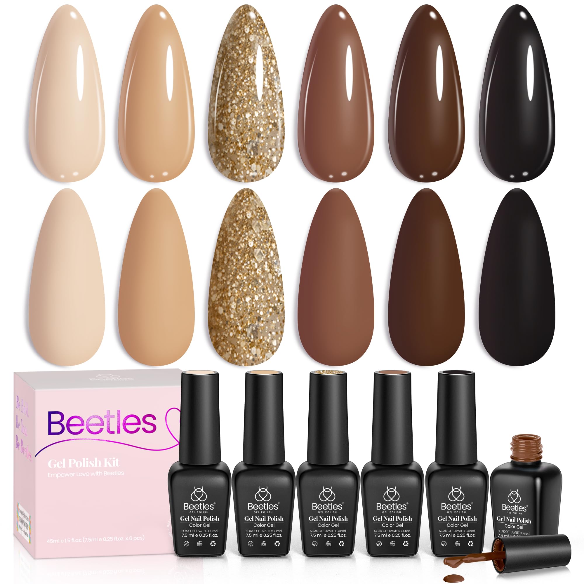 Beetles Gel Polish brun chocolat – versant riche pour une couleur lisse.