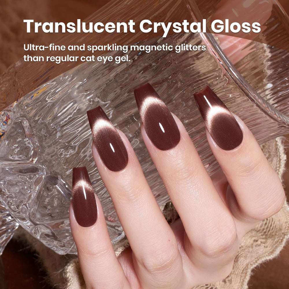 Beetles Gel Polish Cat Eye brun Cinnamon Girl nécessite lampe UV/LED pour durcissement.