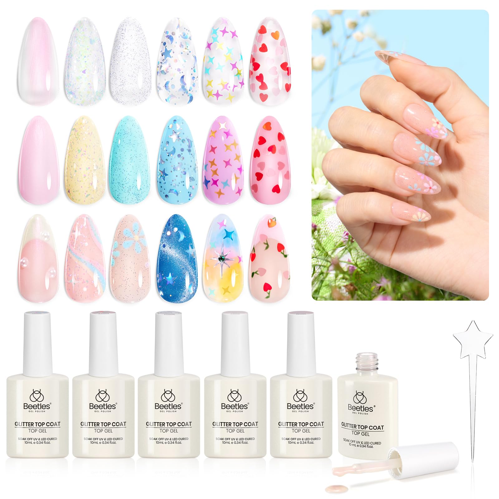 Beetles Gel Polish Cœur : couche supérieure avec fini brillant durable.