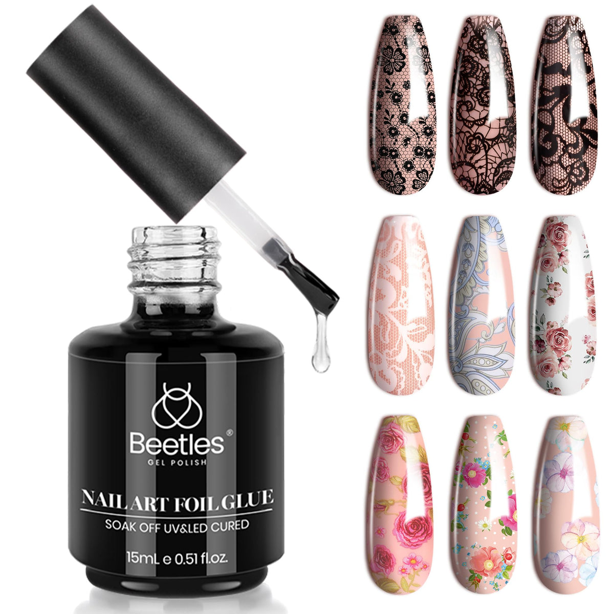 Beetles Gel Polish Colle Feuille 15ml : adhérence précise pour transferts de feuilles