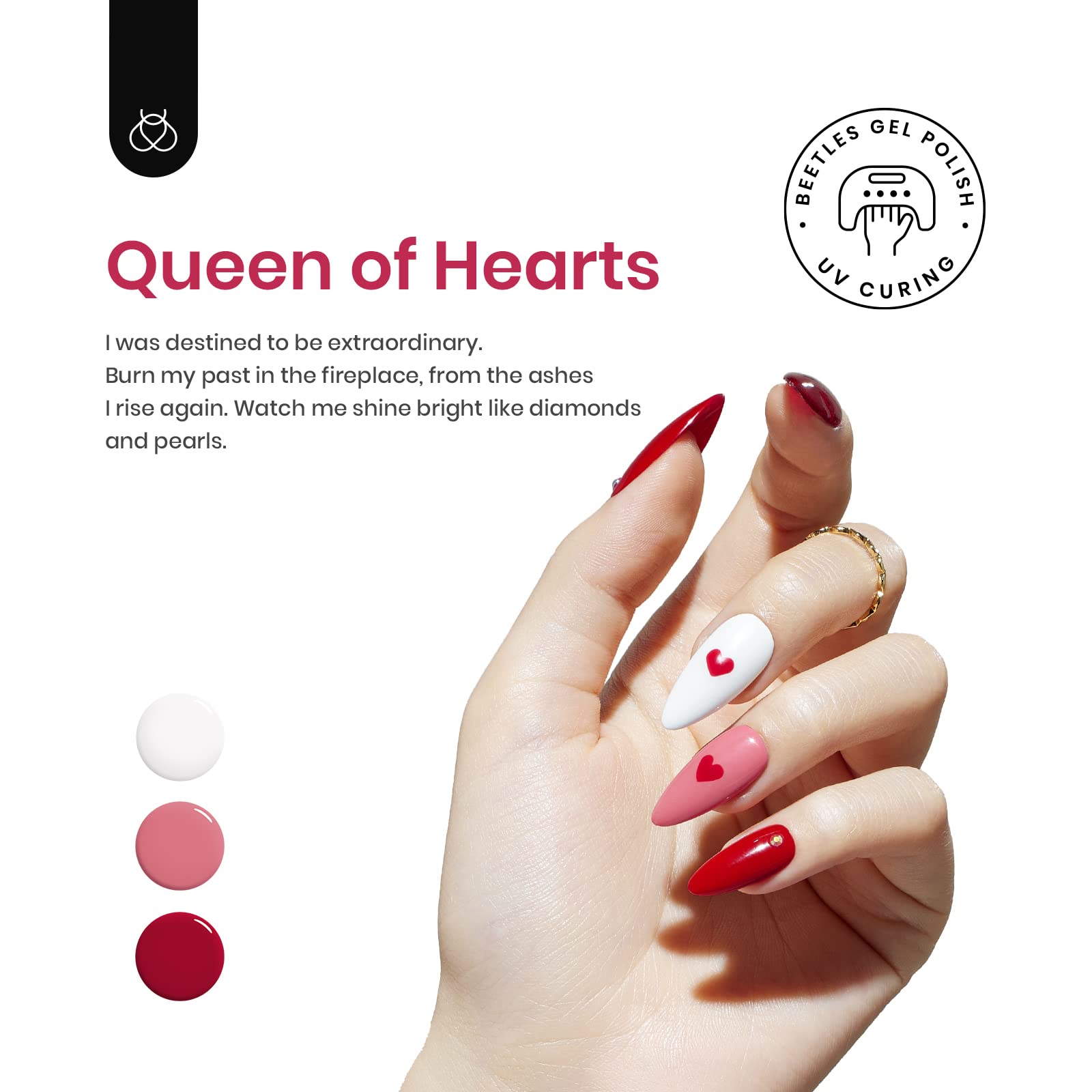 Beetles Gel Polish Collection Reine des Cœurs Rouge Paillettes : fini brillant et effet festif.