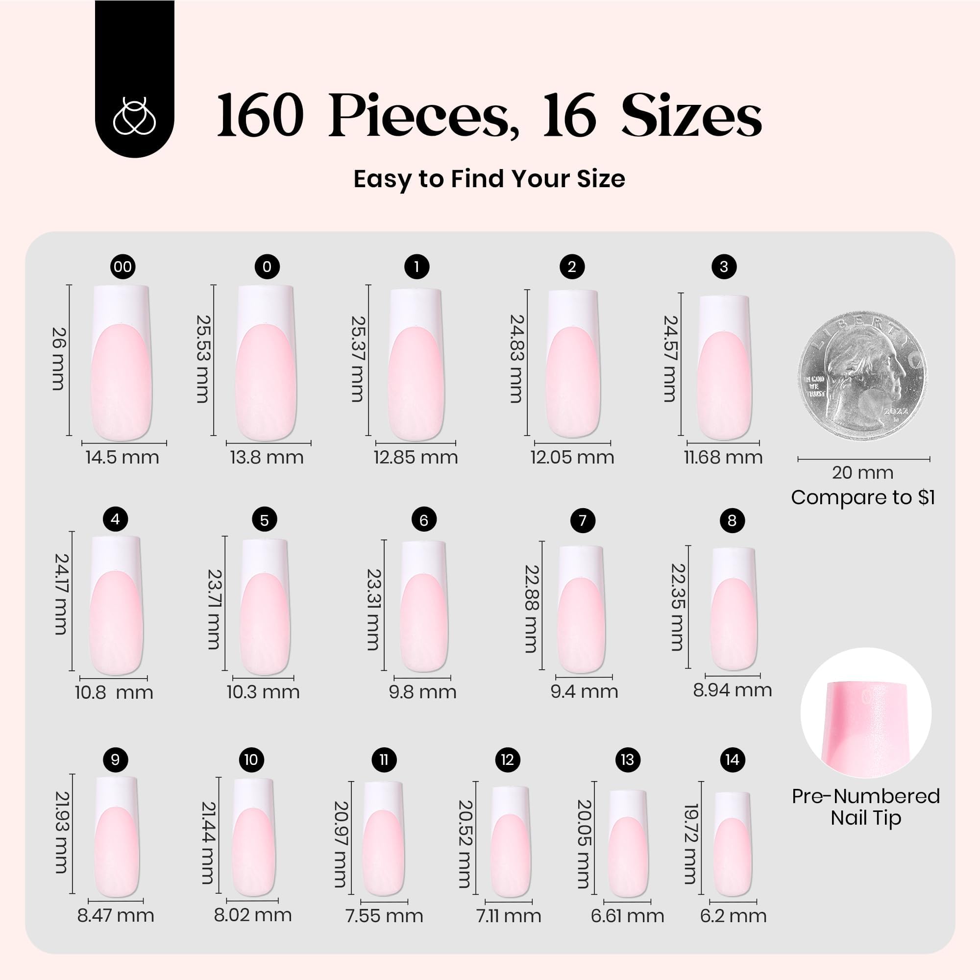 Beetles Gel Polish – kit de 15 tailles et 150 embouts pour un ajustement précis.